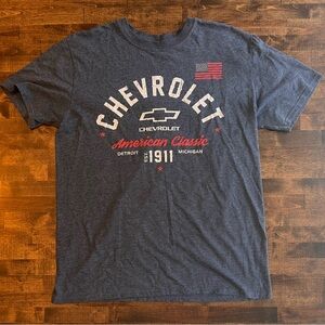 Chevrolet American classic graphic heathered navy unisex large cotton tee